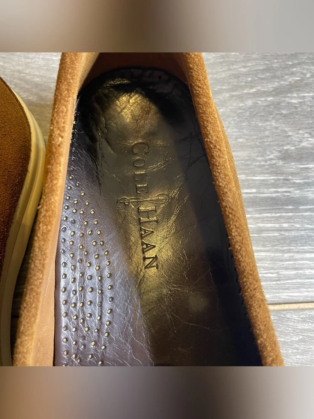 Johnston & Murphy Marlow Snuff Suede Penny Loafers Men's 9.5M Natural Latex
